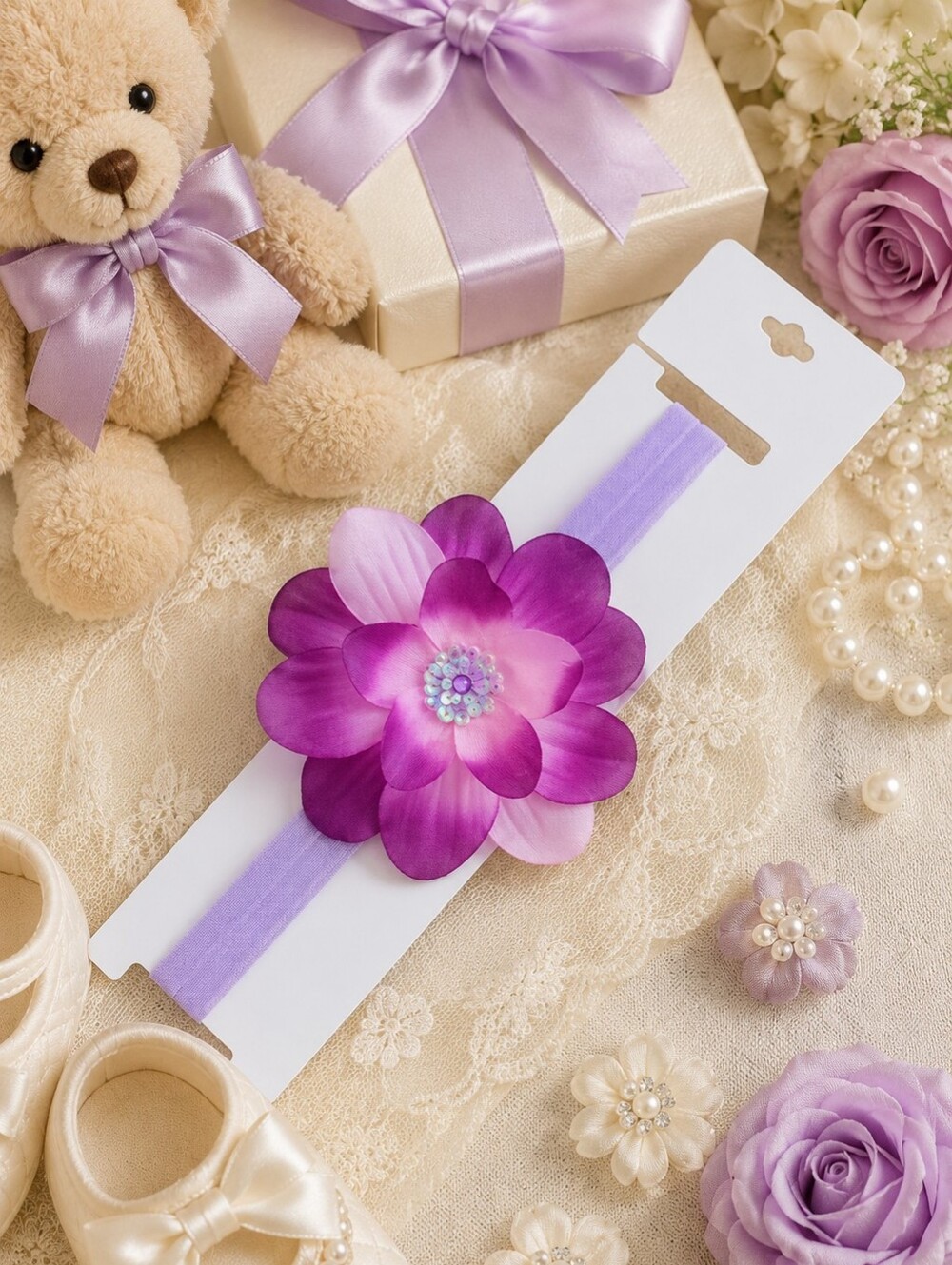 Shimmy Shimmy Plum Flower Headband Baby Toddler Boutique Hair Accessory NWT
